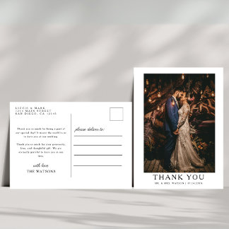 Carte Postale Texte et photo simple et élégant | MERCI MARIAGE