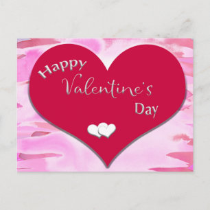 Carte Postale Texte Heureuse Sainte-Valentin dans le coeur rouge