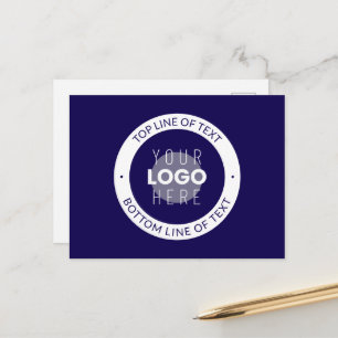 Carte Postale Texte personnalisable & Votre logo   Bleu foncé vi