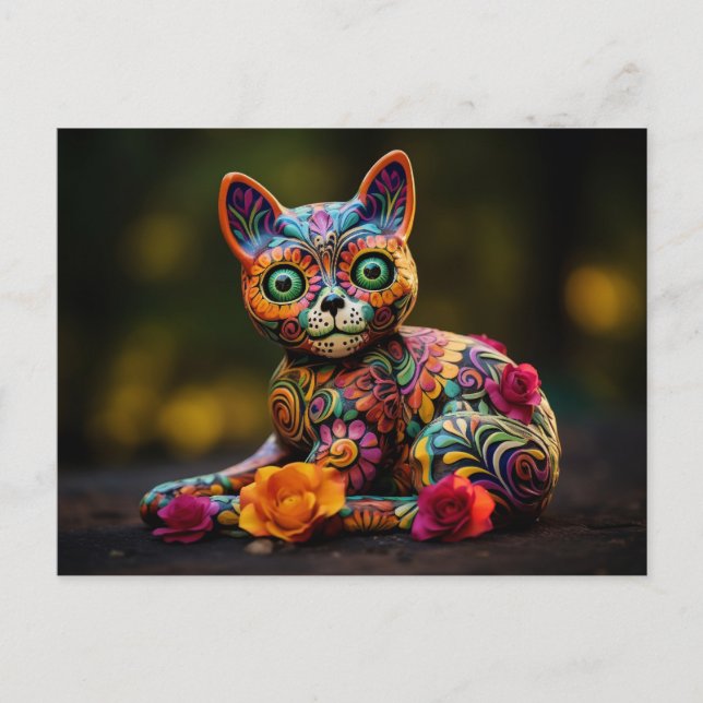 Carte Postale Texte personnalisé 💀😺 Chat des Morts (Devant)