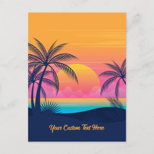 Carte Postale Texte personnalisé Coucher de soleil sur l'île tro