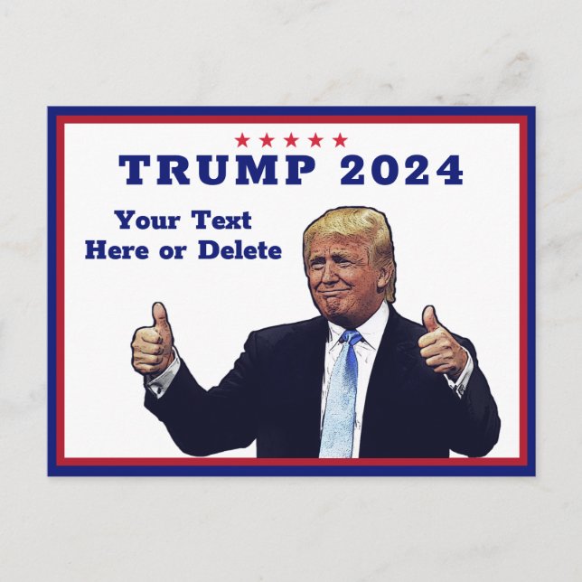 Carte Postale Texte personnalisé/Couleur RWB Trump 2024 Pouce en (Devant)