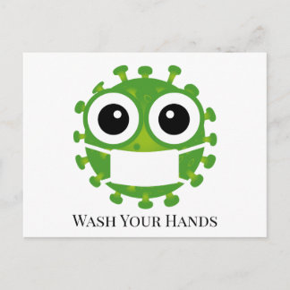 Carte Postale Texte personnalisé/Couleur Virus vert Germe Emoji