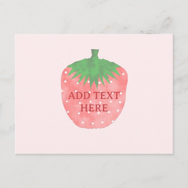 Carte Postale Texte personnalisé de dessin de fraises (Devant)