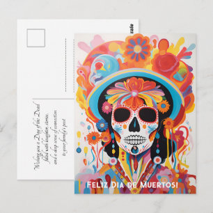 Carte Postale Texte personnalisé Dia de Muertos La Calavera Catr
