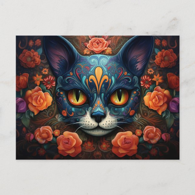 Carte Postale Texte personnalisé 💀 😺 Gato De Los Muertos (Devant)