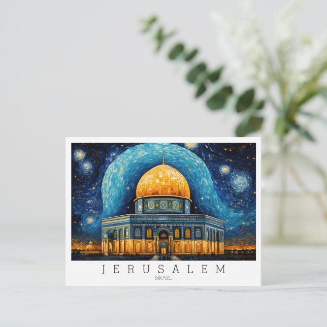 Carte Postale Texte personnalisé, Jérusalem, Dôme de Rocher, Isr (Debout devant)