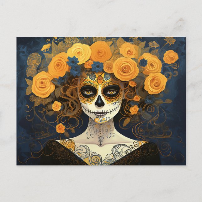 Carte Postale Texte personnalisé 💀  La Calavera Catrina avec de (Devant)