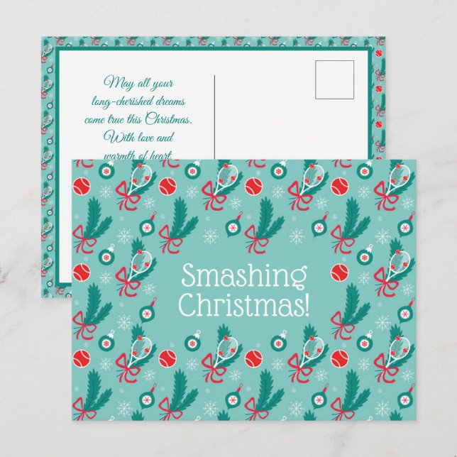 Carte Postale Texte personnalisé Minty green Tennis Noël (Devant / Derrière)