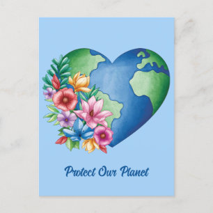 Carte Postale Texte personnalisé Planète Terre Coeur