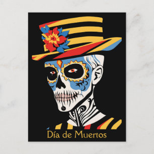 Carte Postale Texte personnalisé 💀 Pop Art Calavera en casquett