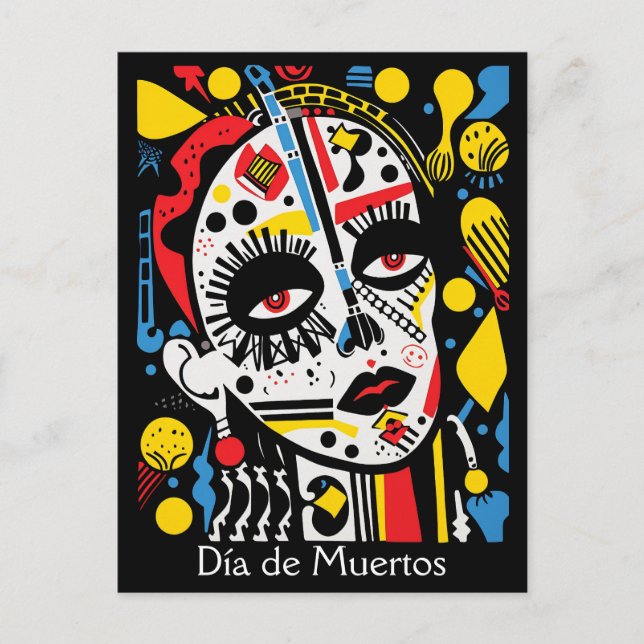 Carte Postale Texte personnalisé 💀 Pop Art Calavera en casquett (Devant)