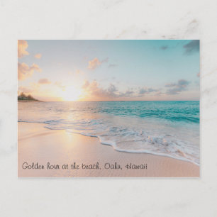 Carte Postale Texte Personnalisé Superbe Heure Dorée Oahu Hawaii