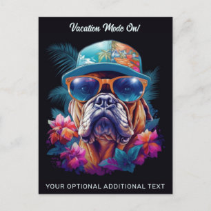 Carte Postale Texte personnalisé Tropical Vacances Chien