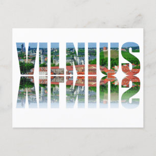 Carte Postale Texte Vilnius avec réflexion