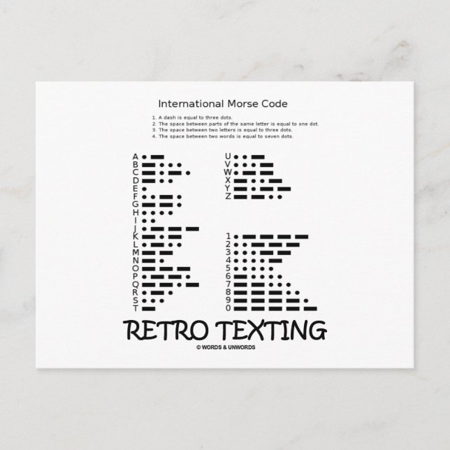 Carte Postale Textes rétro (Code international du morse) (Devant)