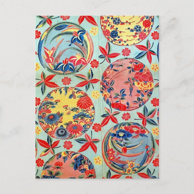 Carte Postale Textile japonais Kimono vintage (Bingata) (Devant)
