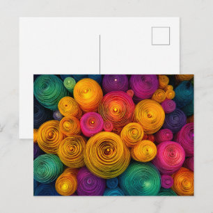 Carte Postale Texture abstraite de cercles concentriques multico