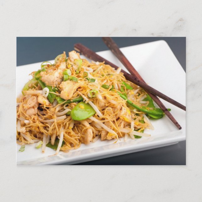 Carte Postale Thailandais Lo Mein Noodle Stir Fry (Devant)