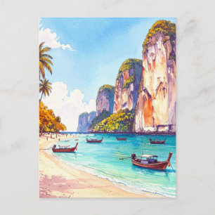Carte Postale Thaïlande Vintage voyage de plage Tropical