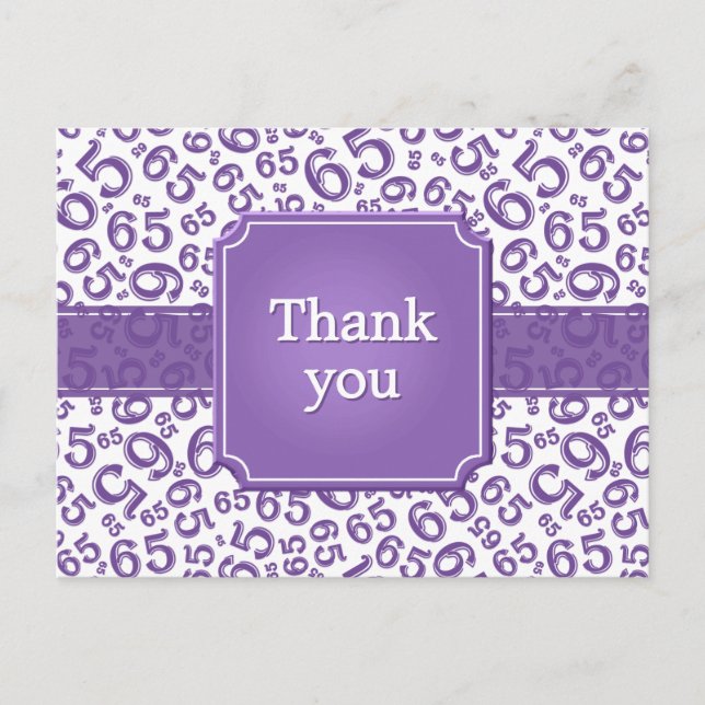 Carte Postale Thank You 65 Number Pattern Purple/White (Devant)