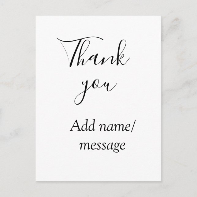 Carte Postale Thank you add name message simple stylish calligra (Devant)