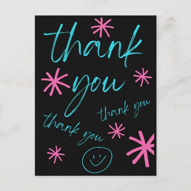 CARTE POSTALE THANK YOU CARD SMILEY FACE (Devant)