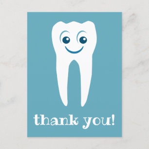 Carte Postale thank you dentist smiling tooth postcard