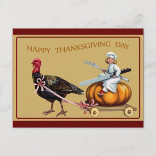 Carte Postale Thanksgiving Citrouille de Turquie Vintage
