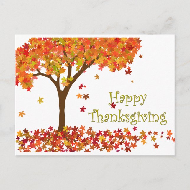 Carte postale Thanksgiving de l'arbre d'automne (Devant)