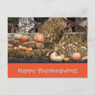 Carte Postale Thanksgiving Orange citrouille rustique