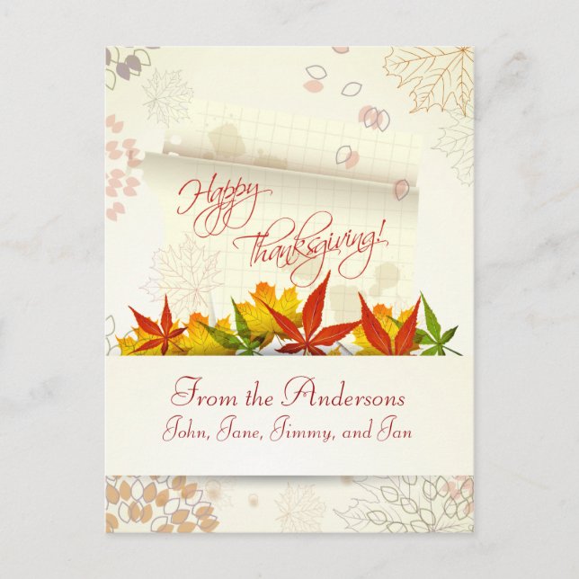 Carte postale Thanksgiving Personnalisable (Devant)