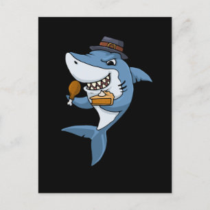 Carte Postale Thanksgiving Shark Gift Citrouille Pie Thanksgivin