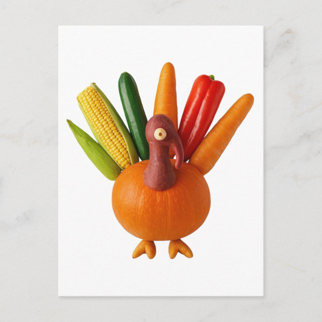 Carte Postale Thanksgiving Turquie Fabriqué en légumes (Devant)