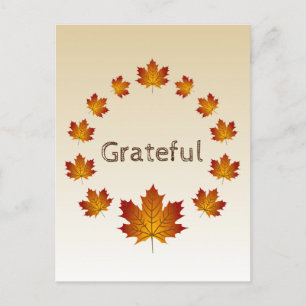 Carte Postale Thanksgiving Wreath Grateful Simple Feuilles d'éra