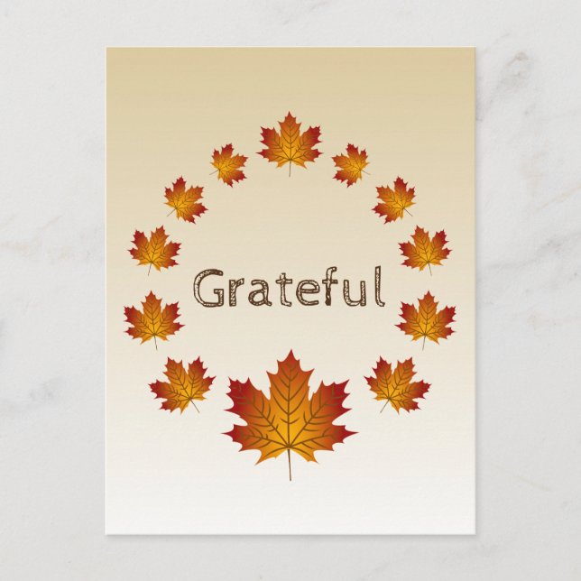 Carte Postale Thanksgiving Wreath Grateful Simple Feuilles d'éra (Devant)