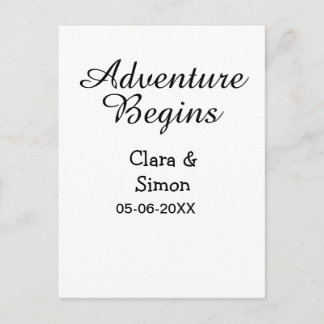 Carte Postale The adventure begins wedding couple name datsimple