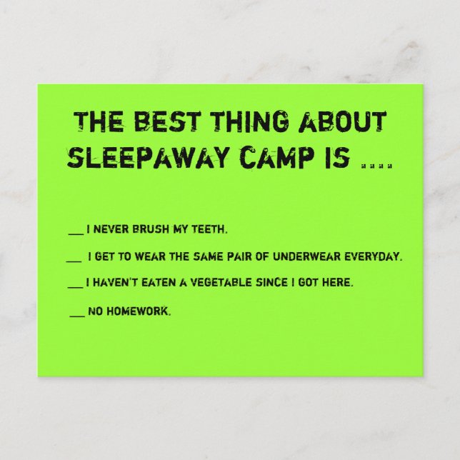 Carte Postale The Best Thing About Sleepaway Camp Is ... (Devant)
