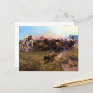 Carte Postale The Buffalo Hunt, no 39, par Charles M. Russell