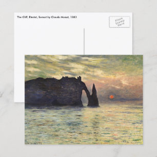 Carte Postale The Cliff Etretat, Sunset by Claude Monet