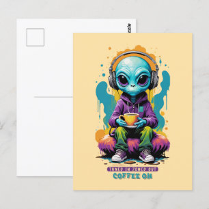 Carte Postale Thé dans Zoned out Café On   Belle Art Alien