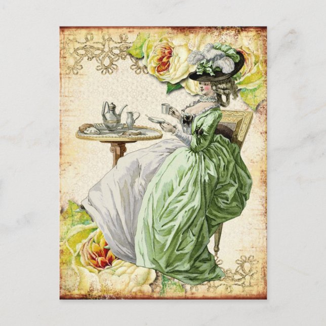 Carte Postale Thé de boisson de la Dame géorgienne - Vert (Devant)