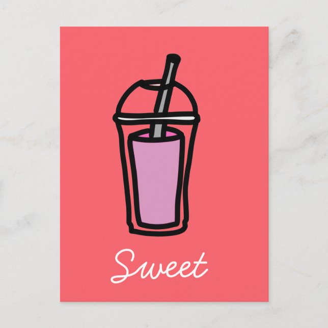 Carte Postale Thé de lait Bubble Thé boisson ado mignonne (Devant)