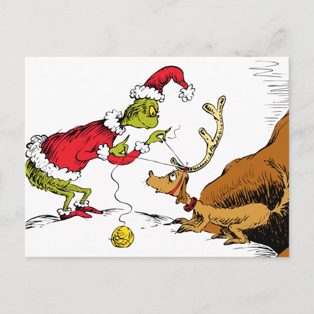 Carte Postale The Grinch Prepares Max the Reindeer (Devant)