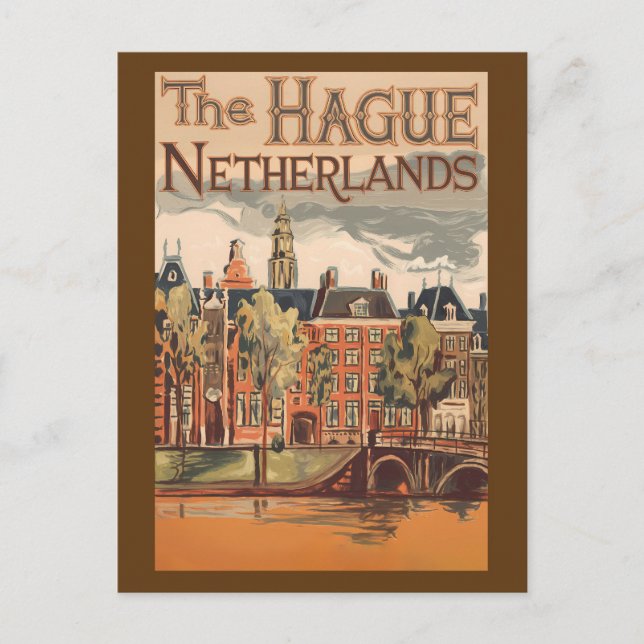 Carte Postale The Hague Netherlands Illustration Travel Art (Devant)