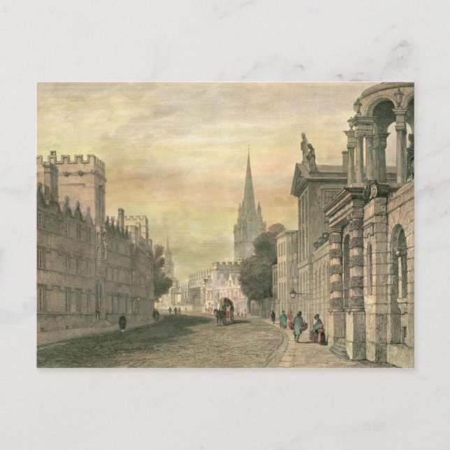 Carte Postale The High Street, Oxford, gravée par G. Hollis (Devant)