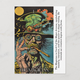 Carte Postale The Magician Tarot Retro Mystical Major Arcana Art