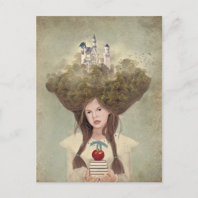 Carte Postale The Reader fantasme jeune fille avec des livres d' (Devant)
