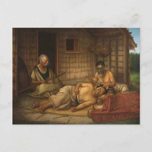 Carte Postale 'The Tohunga-ta-moko at Work' - G. Lindauer (Devant)