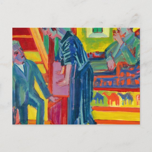 Carte Postale The Visit, Couple and Newcomer by Ernst Kirchner (Devant)